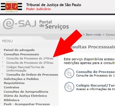 consulta de processos de primeiro grau